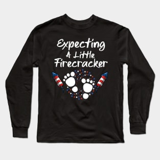 4th Of July Expecting a Little Firecracker Pregnancy Announcement Long Sleeve T-Shirt